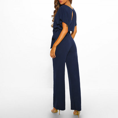 Dam Elegant jumpsuit med vida ben och midjebälte för speciella tillfällen