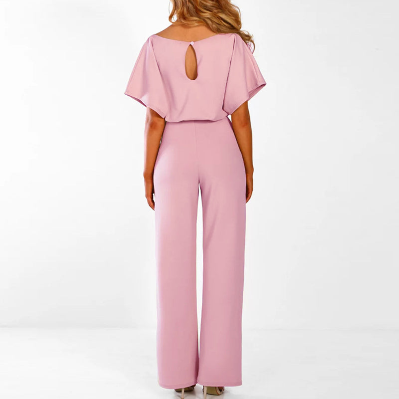 Dam Elegant jumpsuit med vida ben och midjebälte för speciella tillfällen