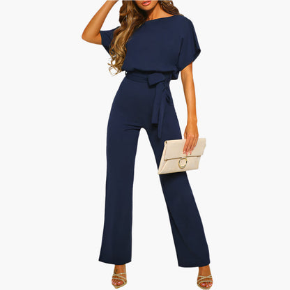 Dam Elegant jumpsuit med vida ben och midjebälte för speciella tillfällen