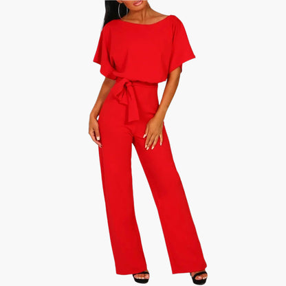 Dam Elegant jumpsuit med vida ben och midjebälte för speciella tillfällen