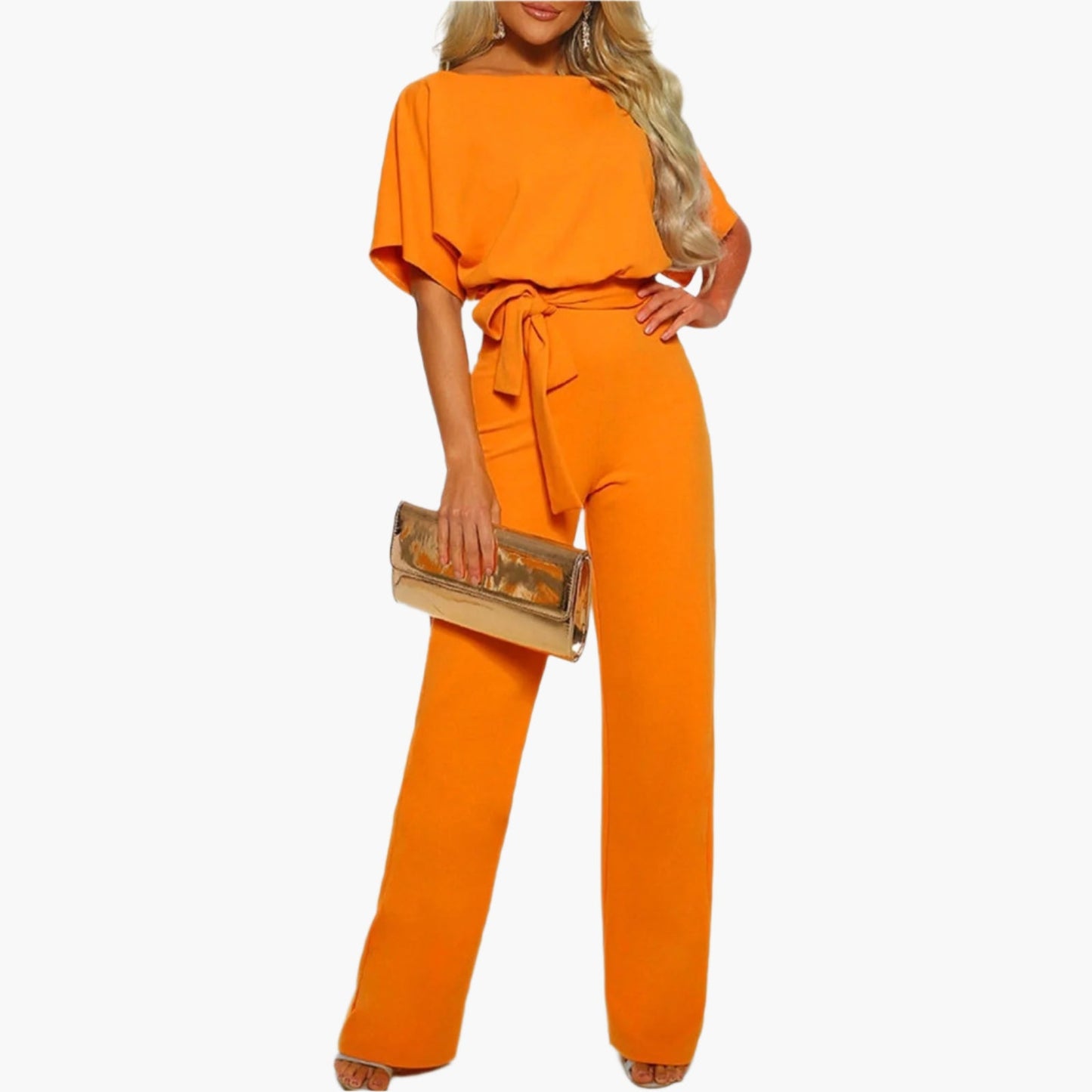 Dam Elegant jumpsuit med vida ben och midjebälte för speciella tillfällen