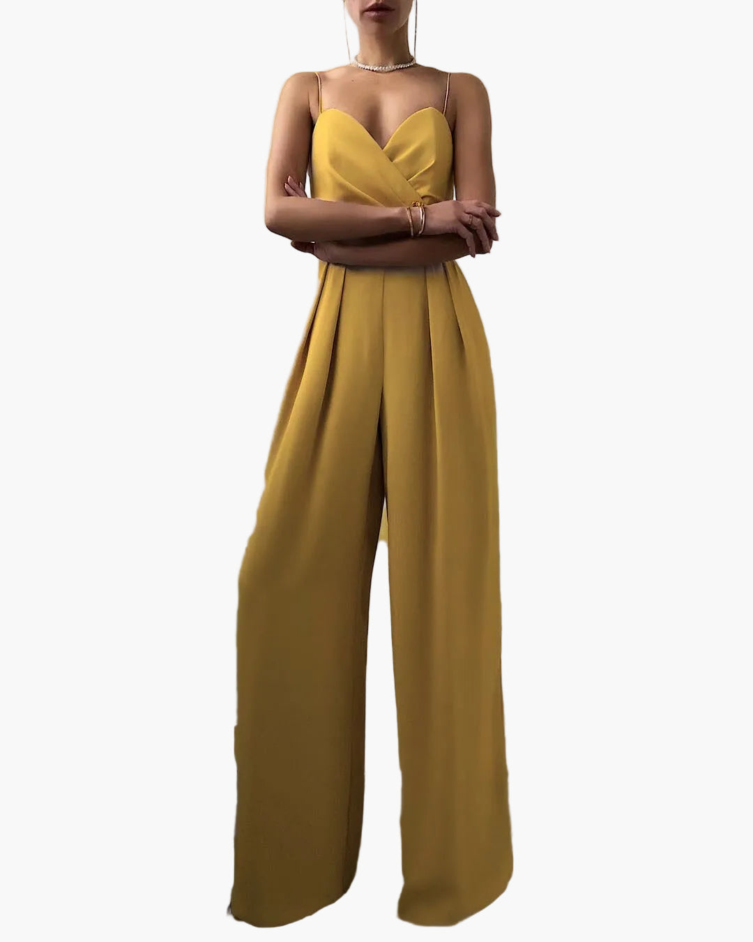Dam jumpsuit elegant med spaghettiband – Perfekt för kontor, event & fritid