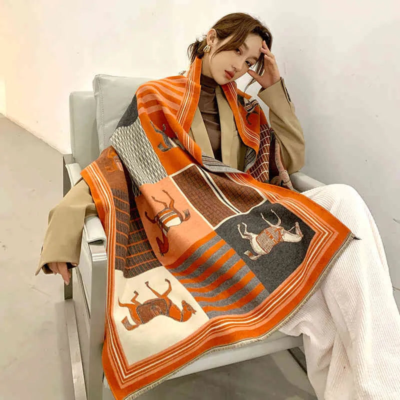 Oversized damessjaal met bloemenpatroon