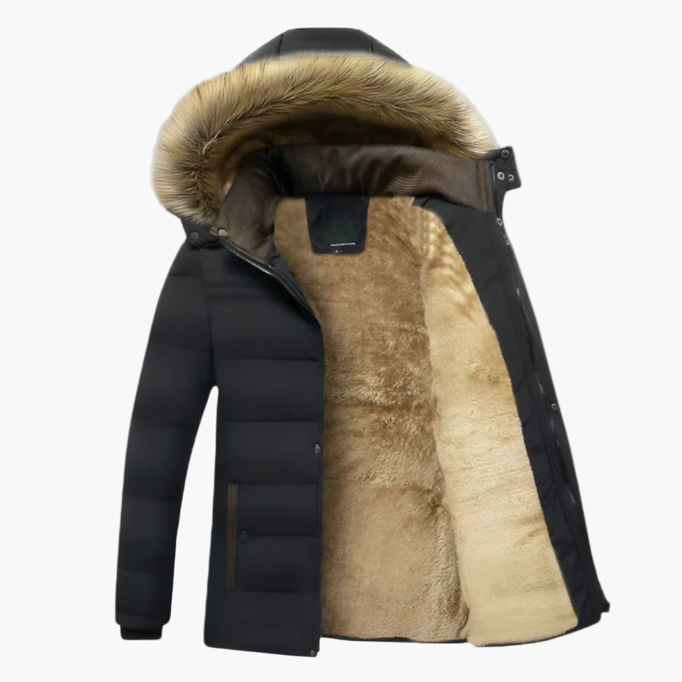 Parka Invernale da Uomo con Cappuccio e Pelliccia Sintetica – Giacca Outdoor Imbottita per Quotidiano e Tempo Libero