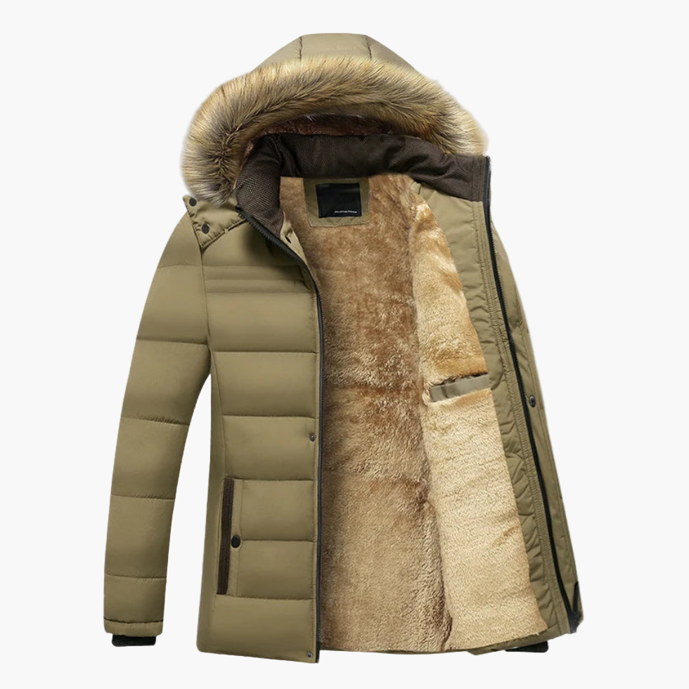 Parka Invernale da Uomo con Cappuccio e Pelliccia Sintetica – Giacca Outdoor Imbottita per Quotidiano e Tempo Libero