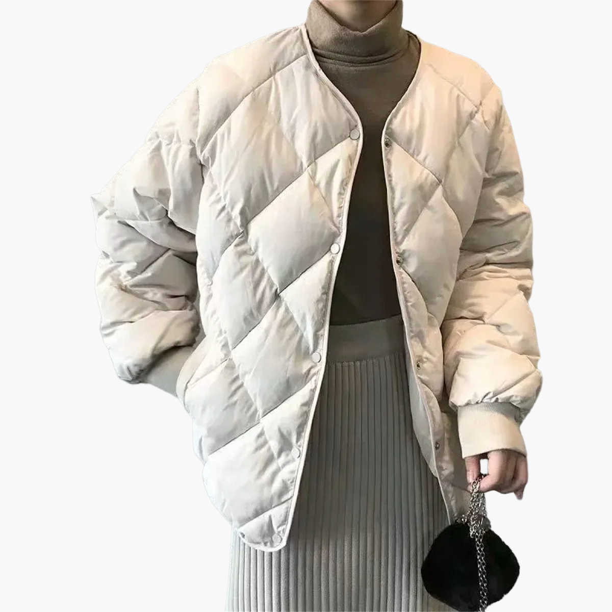 Damen Steppjacke Casual Übergangsjacke mit Knöpfen – Modischer Alltagsbegleiter
