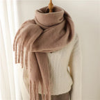 Oversized damessjaal met franjes