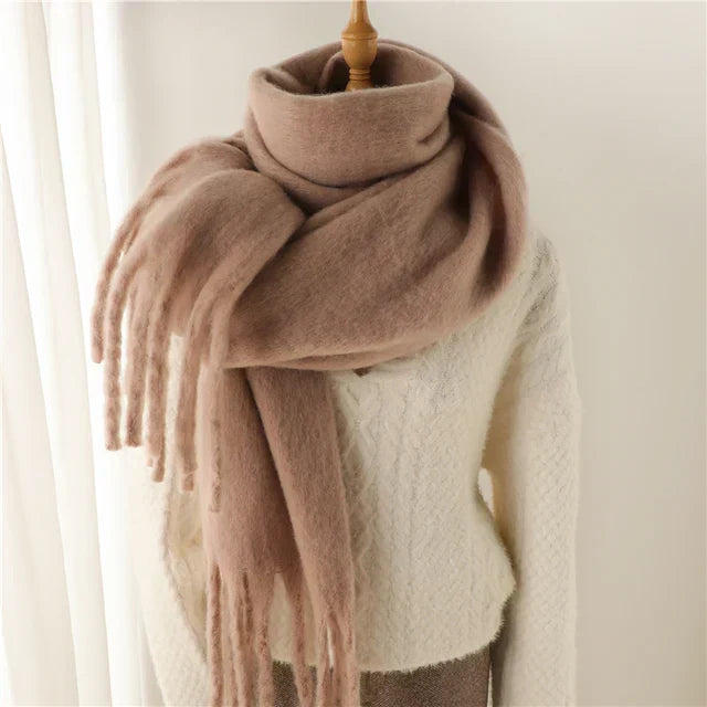 Oversized damessjaal met franjes