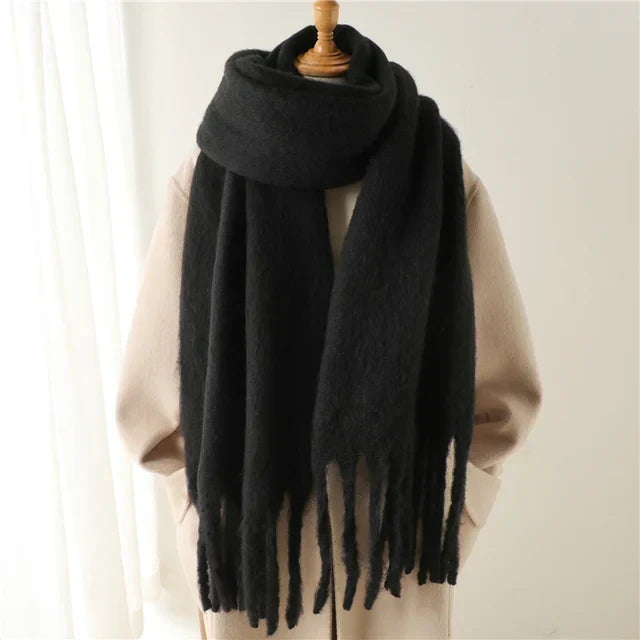 Oversized damessjaal met franjes
