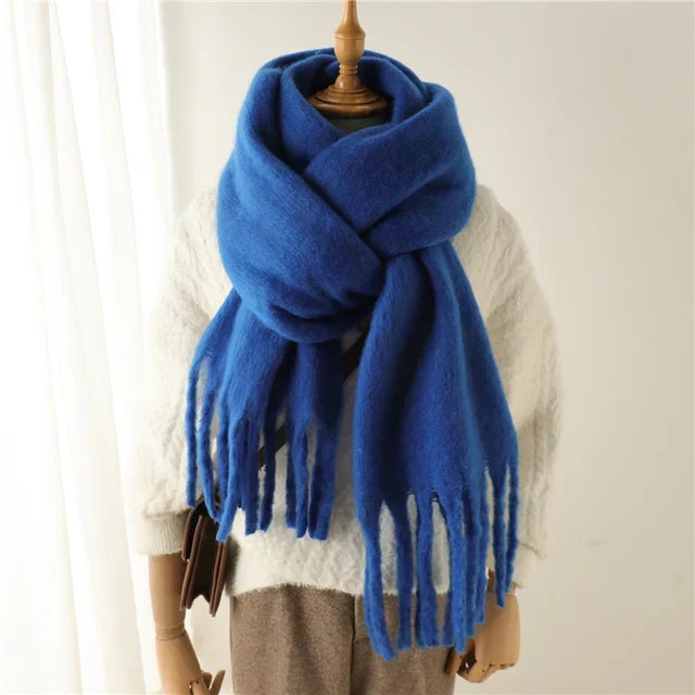 Oversized damessjaal met franjes