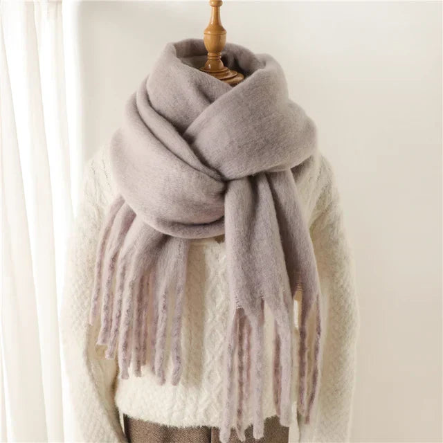Oversized damessjaal met franjes