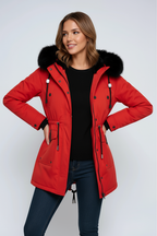 Winterparka voor dames met capuchon, zakken en trekkoord