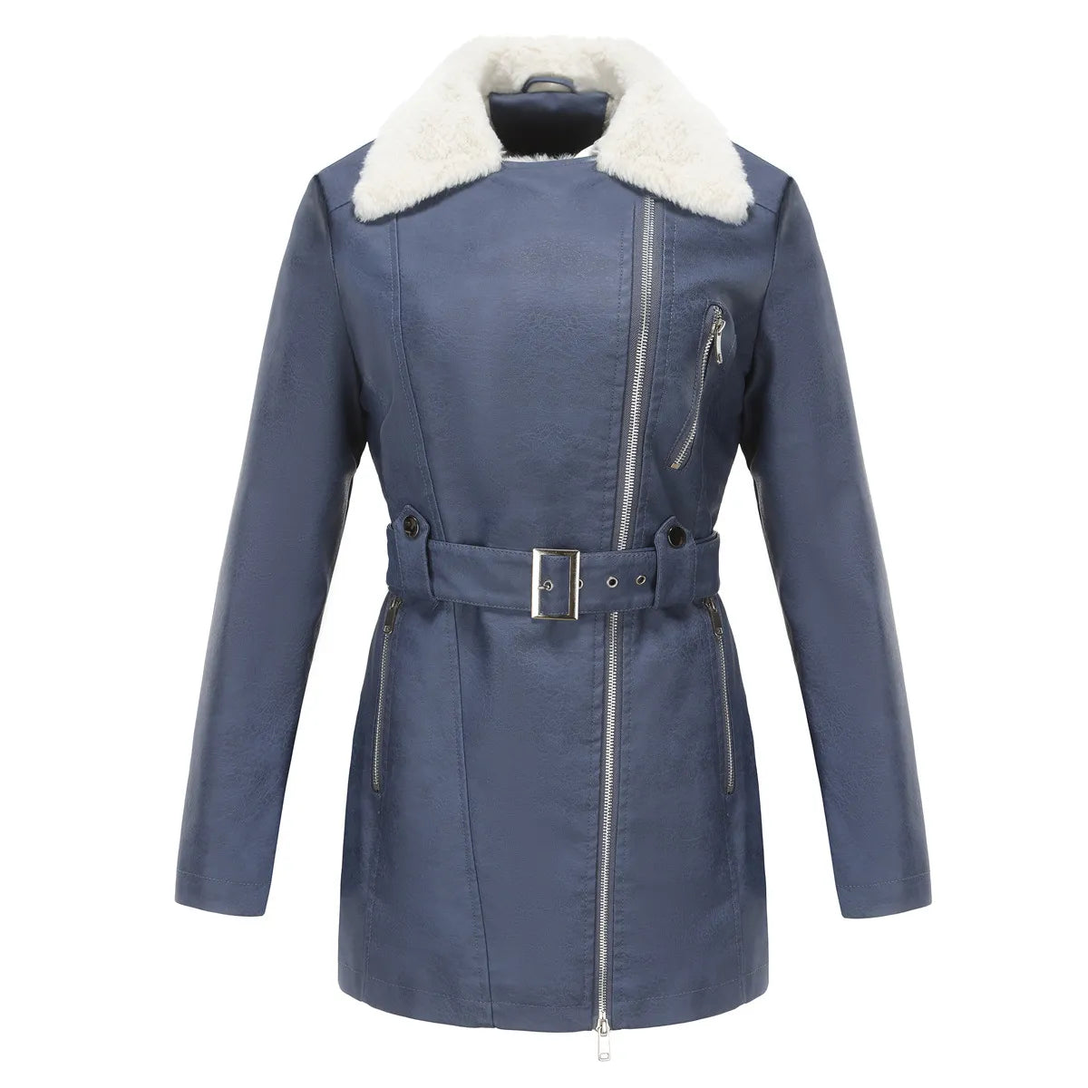 Wintermantel voor dames met riem en zakken