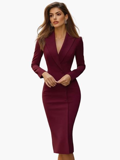 Damen Business Etuikleid mit Reverskragen – Elegantes Bleistiftkleid für Büro & Abend