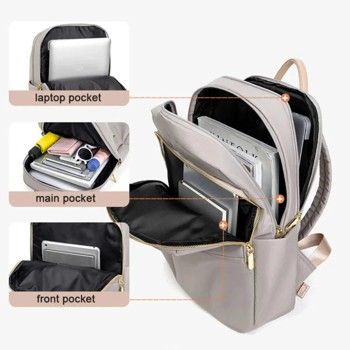 Zaino da donna – Elegante daypack business e tempo libero con scomparto per laptop e design intelligente
