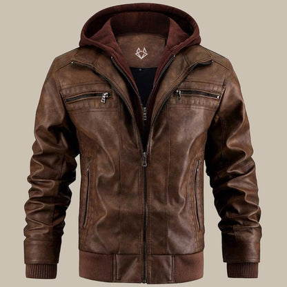 Giacca in pelle sintetica da uomo Urban Streetwear con cappuccio staccabile – Design moderno per tutti i giorni e tempo libero