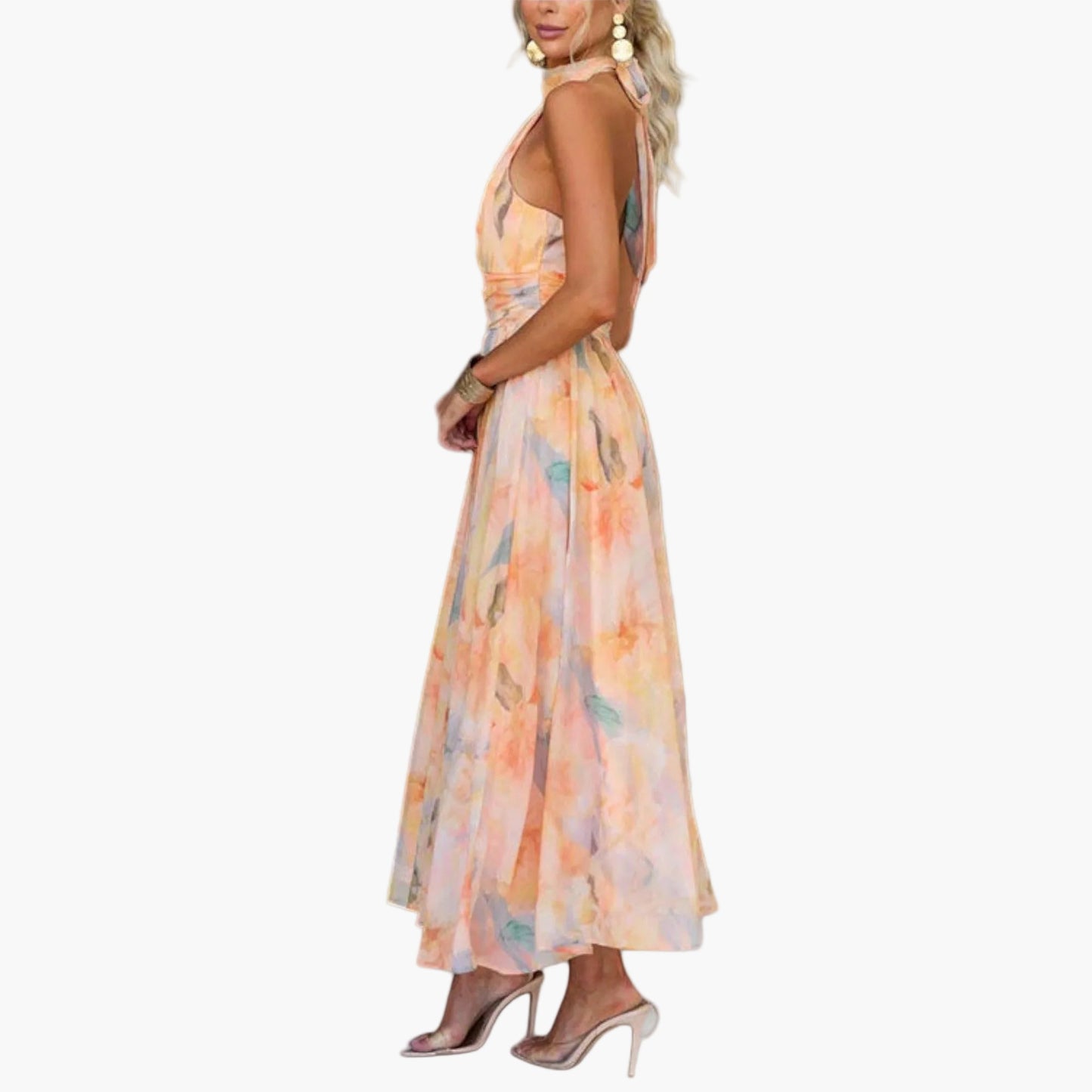 Damen Maxikleid im Wasserfarben-Design – Elegantes Sommerkleid für festliche Anlässe und Events