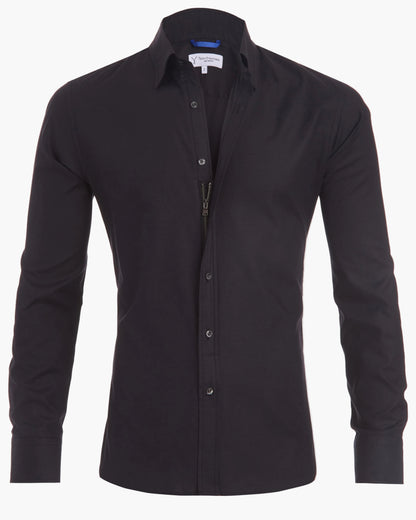 Herre zip-fit skjorte modern slim – Skjult lynlås til business & fritid