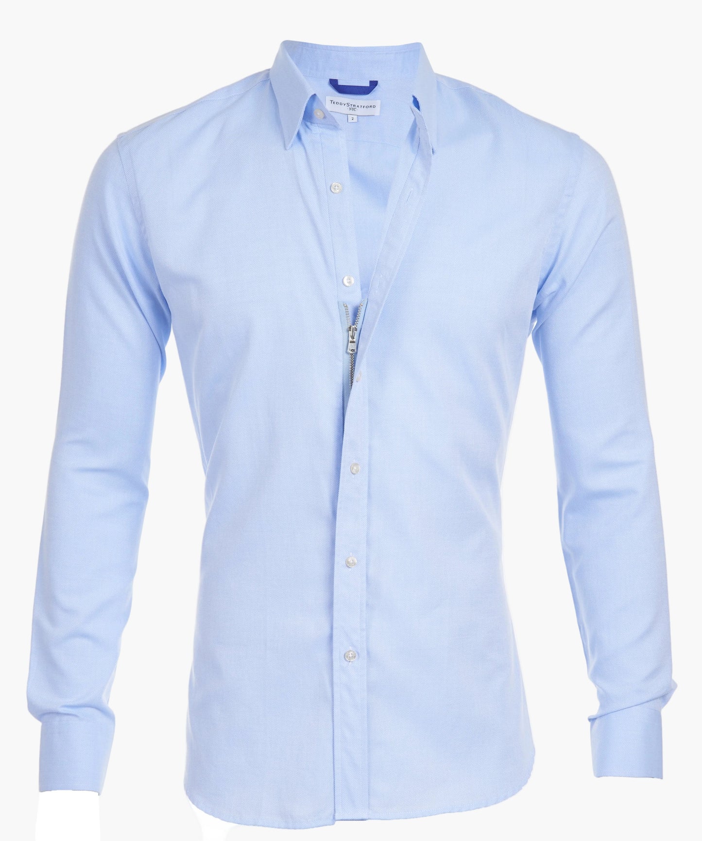Herre zip-fit skjorte modern slim – Skjult lynlås til business & fritid