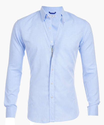 Herre zip-fit skjorte modern slim – Skjult lynlås til business & fritid