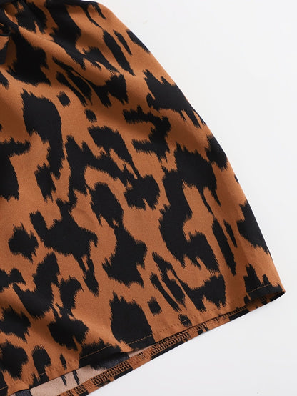 Damen Zweiteiler Set – Asymmetrisches One-Shoulder Top & High-Waist Shorts mit Animal Print, Elegant für Sommer