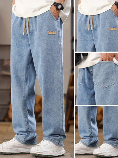 Jean jogging homme coupe décontractée – style streetwear décontracté avec cordon de serrage, idéal pour les loisirs et le quotidien