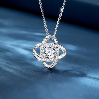 Damen Schmuckset – Elegante Halskette mit Liebesknoten und Geschenkbox – Perfekte Geschenkidee für Mama zum Muttertag
