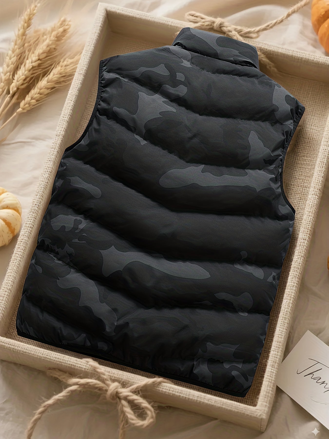 Gilet trapuntato mimetico da uomo con collo alto – gilet imbottito da outdoor
