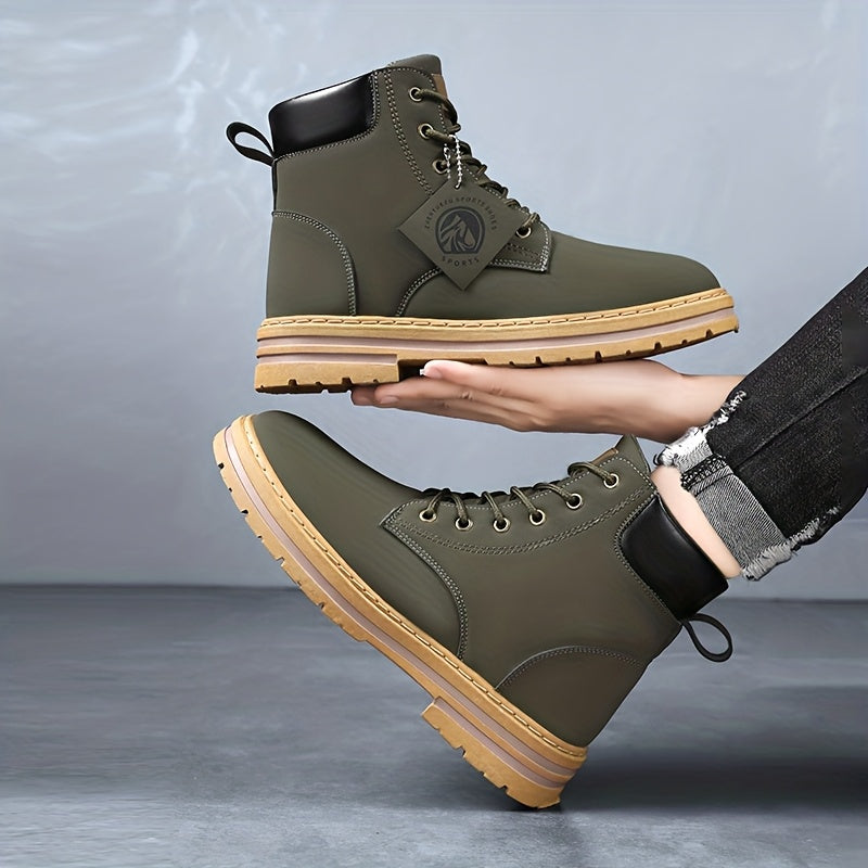 Herren Worker Stiefel mit Schnürung und Profilsohle