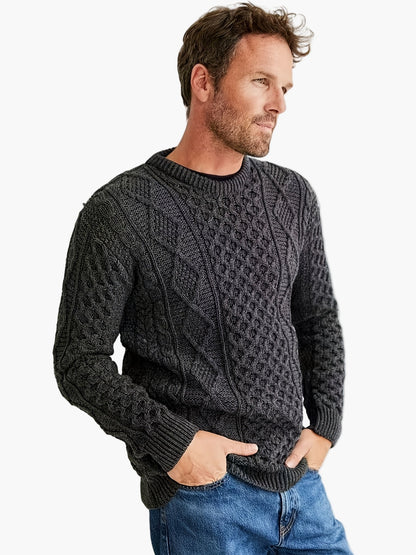 Maglione da uomo a maglia con motivo a trecce – Maglione casual elegante per quotidiano e ufficio