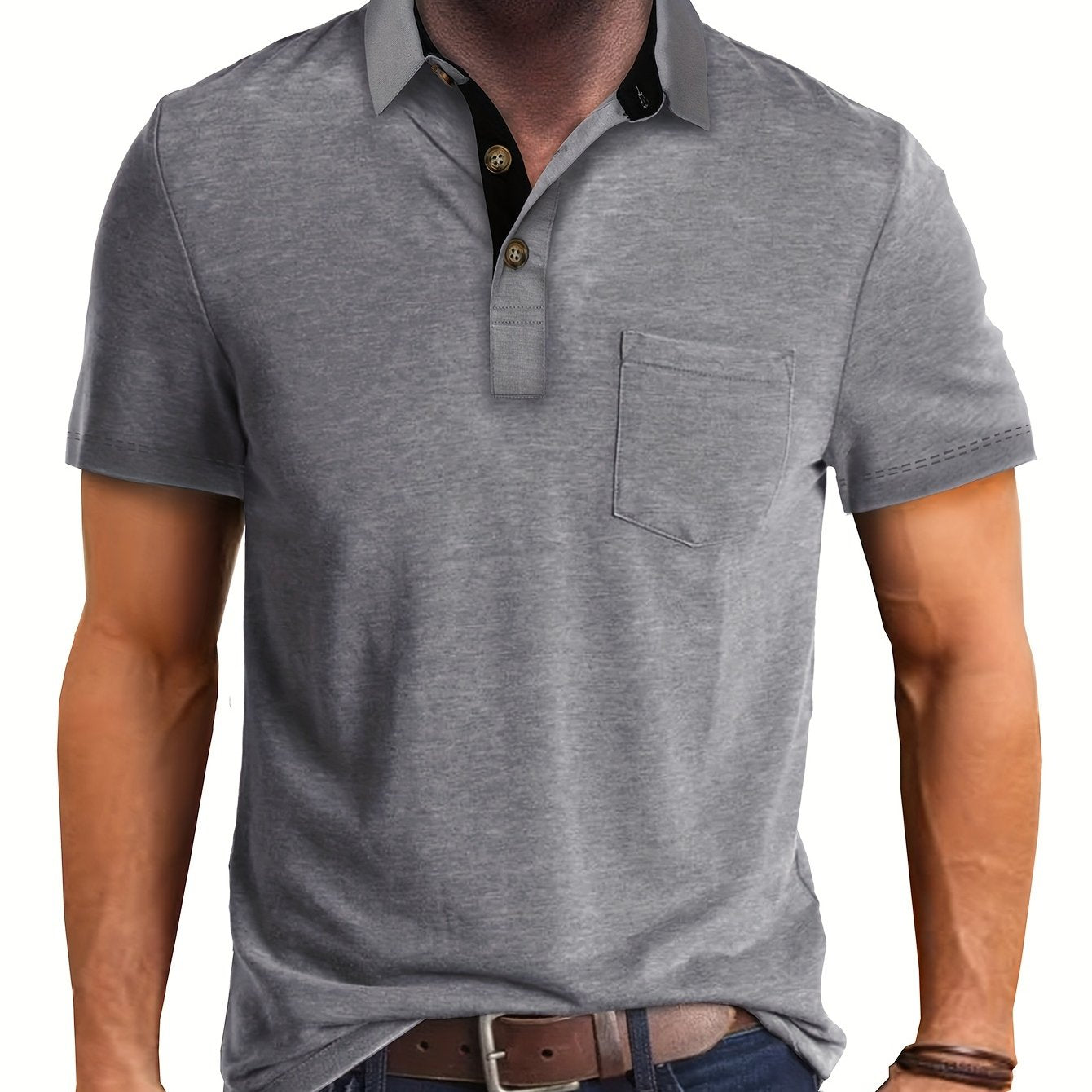 Polo uomo manica corta con taschino – Camicia casual moderna per tutti i giorni e il tempo libero