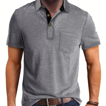 Polo uomo manica corta con taschino – Camicia casual moderna per tutti i giorni e il tempo libero