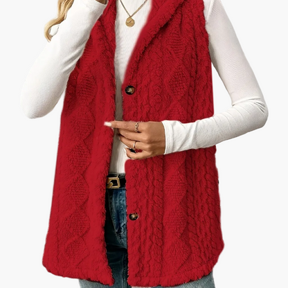 Gilet en maille élégant pour femme avec capuche et boutons – Parfait pour les loisirs et le quotidien