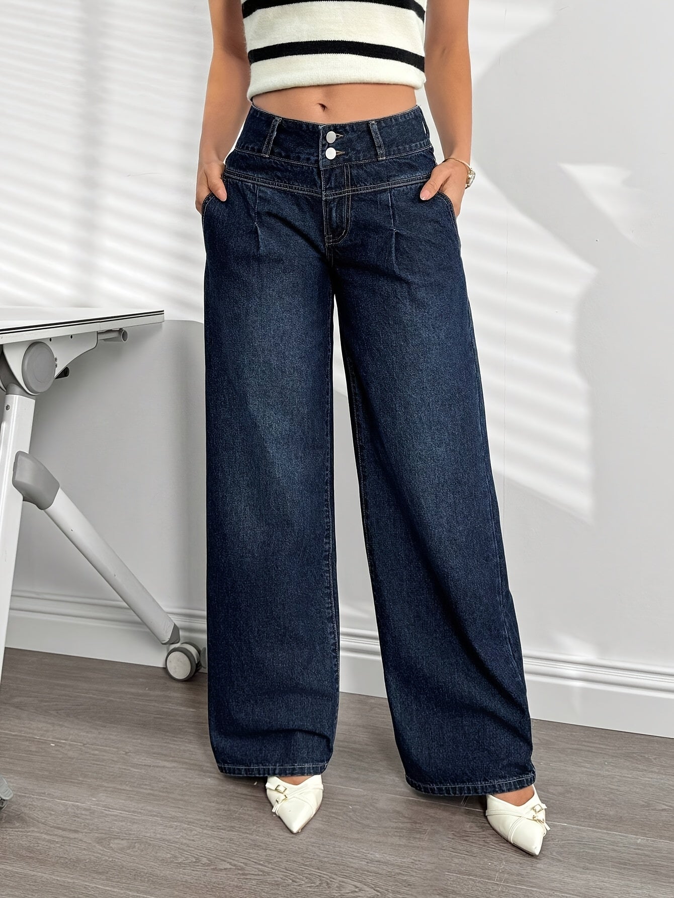 Damen High Waist Weite Jeans – Modische Flared Jeans für Freizeit & Alltag