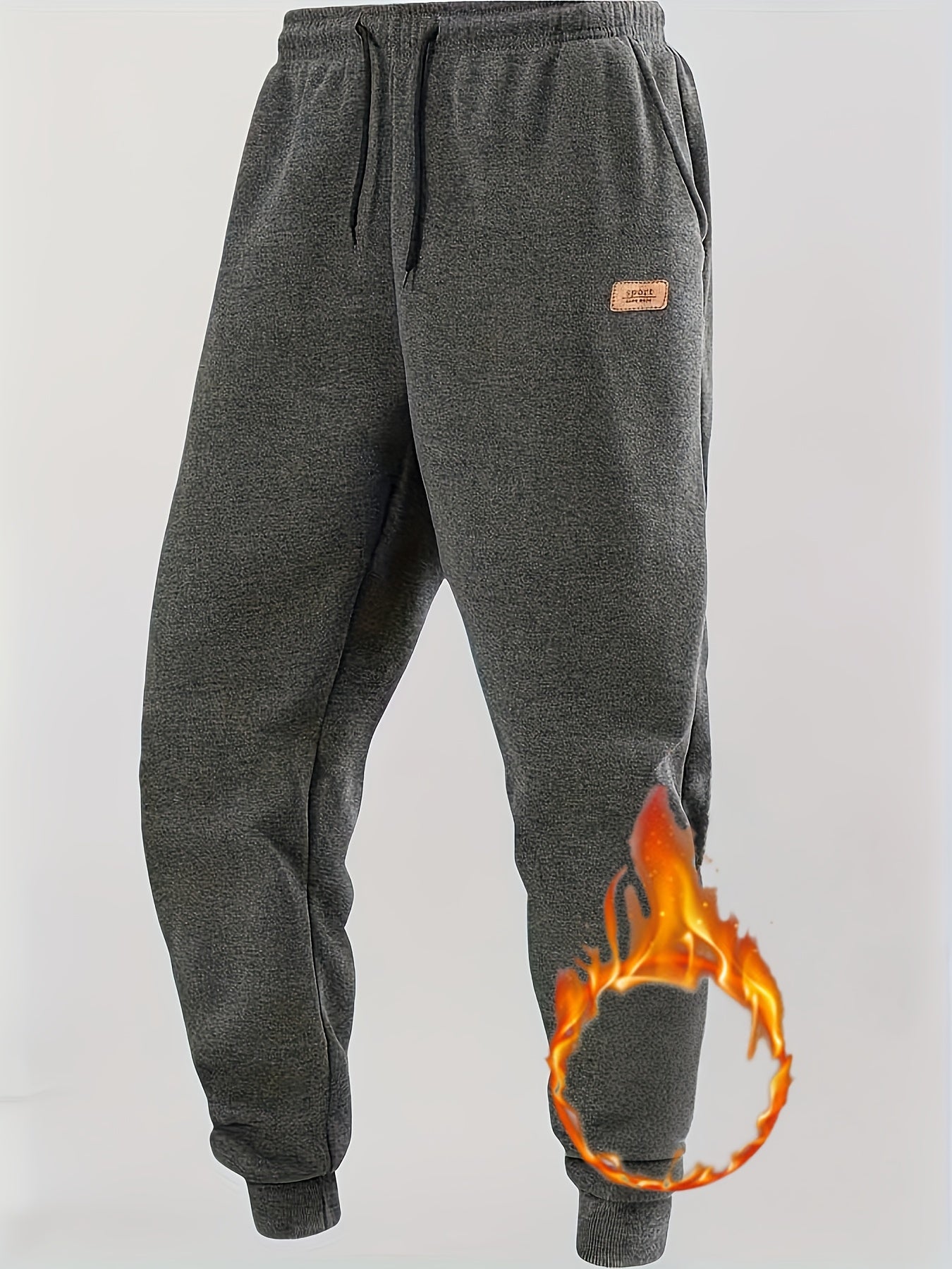 Herren Warme Jogginghose mit Fleecefutter, Kordelzug, Schwarz