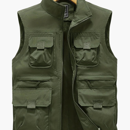 Herren Outdoor Utility-vest med flere lommer, fritidsvest for fiske, fotturer og fotografering