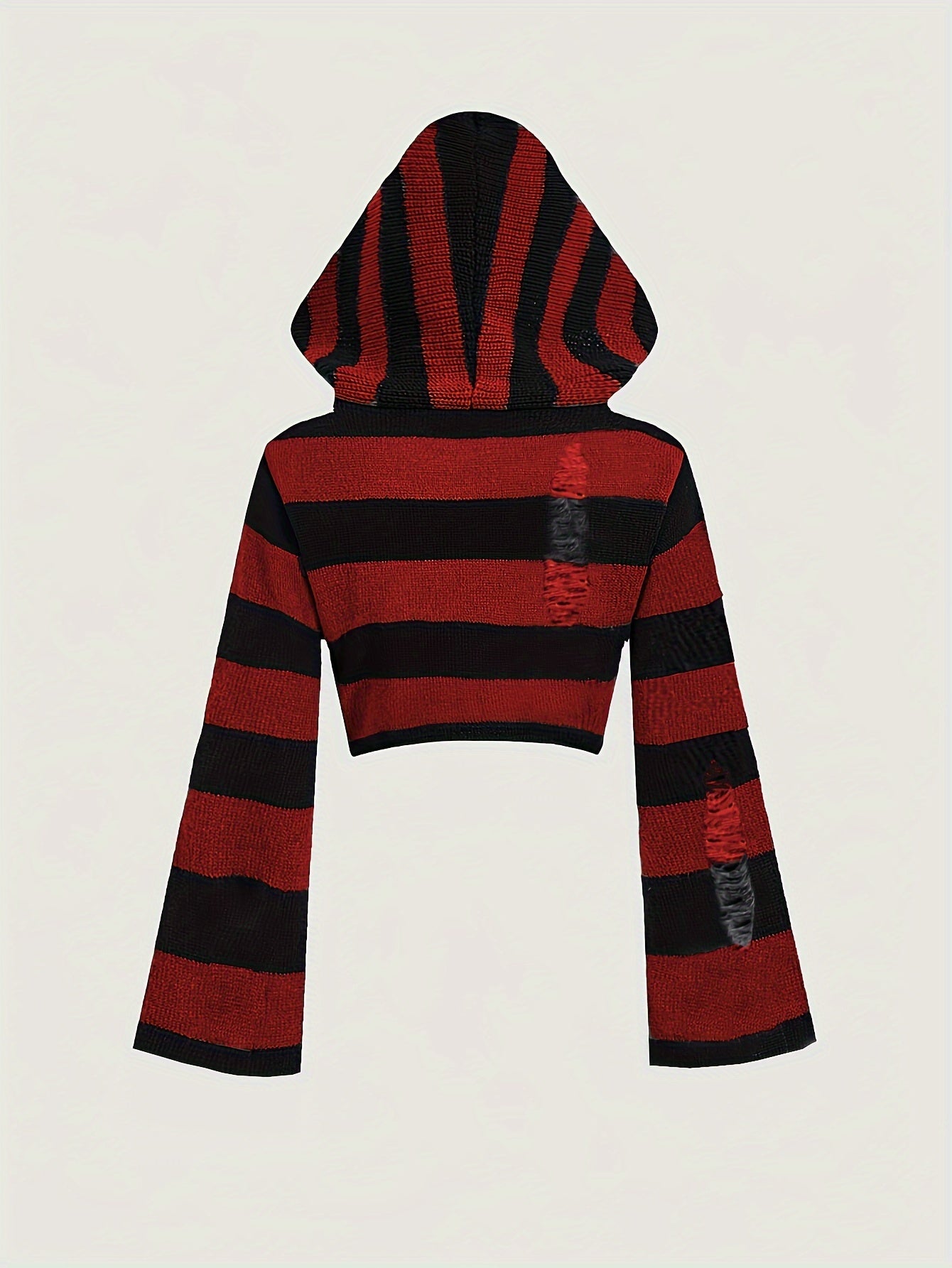Kurzer Kapuzenpullover mit Streifen und langen Ärmeln