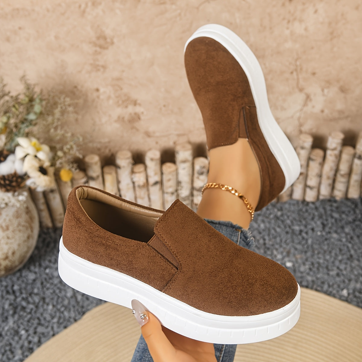 Sneaker Slip-On Donna con Plateau – Elegante Stile Penny-Loafer per Primavera e Quotidiano