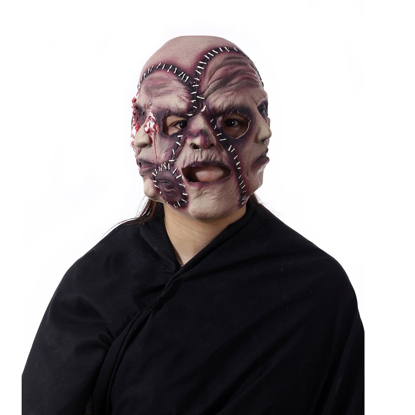 Maschera horror in lattice a tre volti di Halloween per adulti – Maschera costume terrificante per feste e decorazioni spaventose