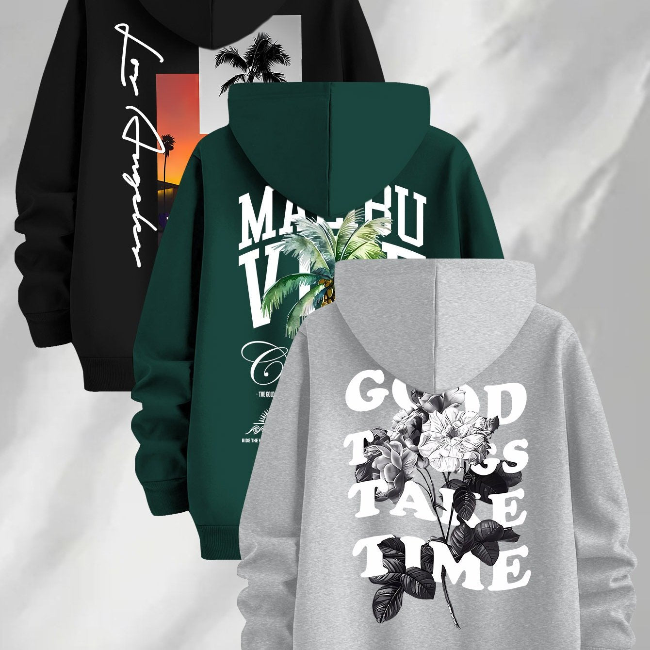 Hoodie mit Kapuze & Kordelzug, Fronttasche, Langarm, verschiedene Designs