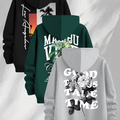 Hoodie mit Kapuze & Kordelzug, Fronttasche, Langarm, verschiedene Designs