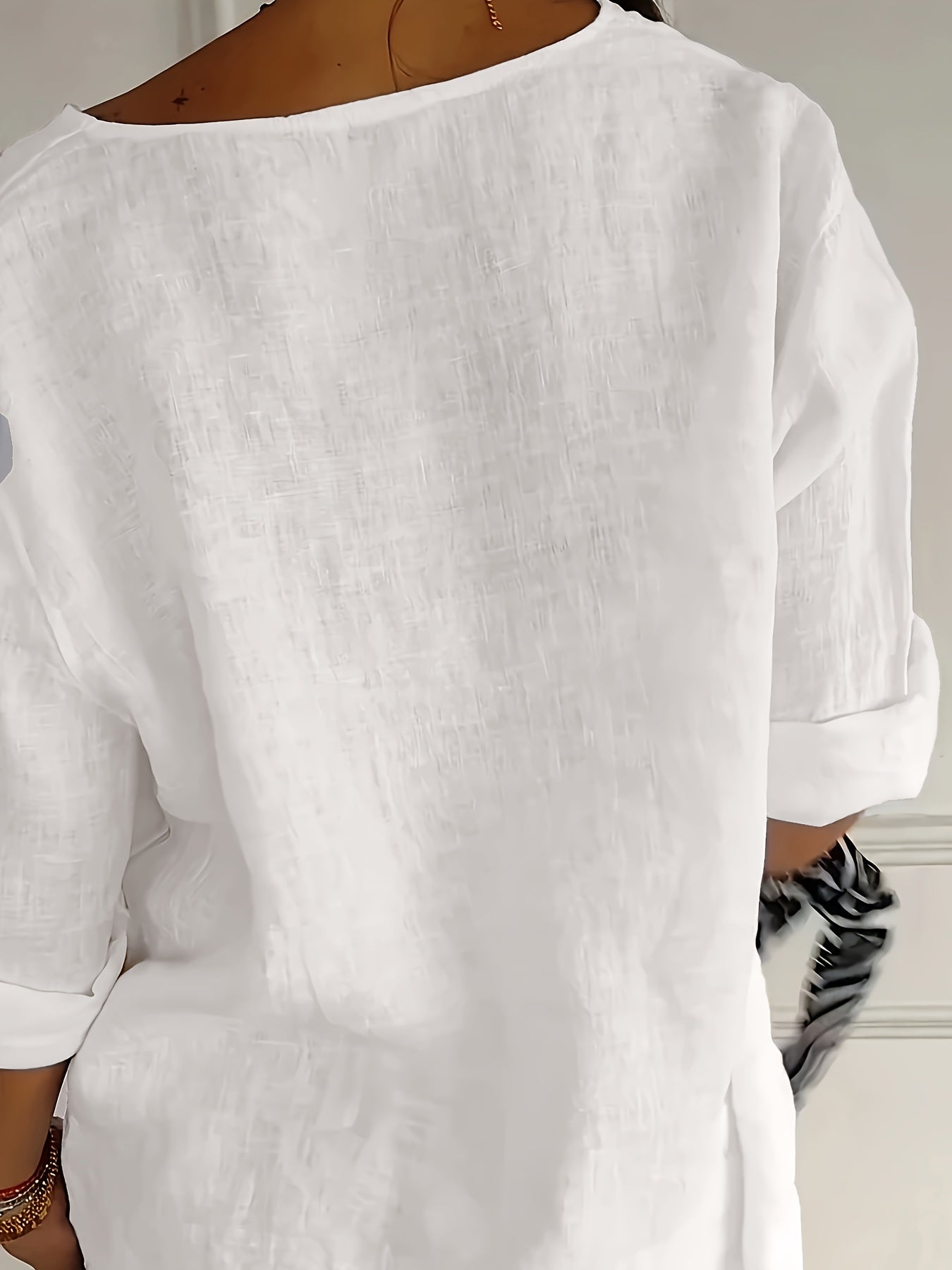 Camicia da donna con abbottonatura e maniche 3/4 – Camicia casual per tempo libero, quotidiano e ufficio