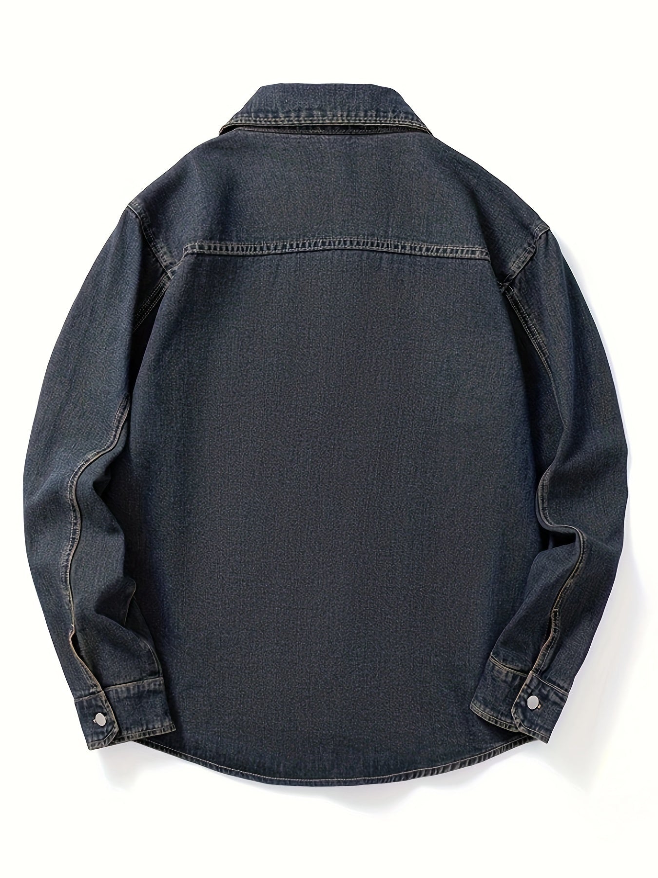 Denimoverhemd voor heren, overhemd van denim met lange mouwen en borstzakken, geschikt als tussenjas