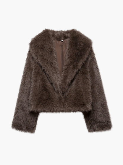 Veste courte en fausse fourrure pour femme au style chic élégant pour l'automne et l'hiver, coupe ample, idéale pour les occasions décontractées