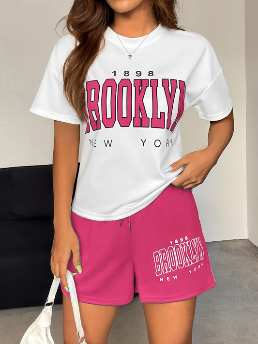 Dames vrijetijdsset met print 'Brooklyn New York' – sportieve stijl voor dagelijks gebruik en vrije tijd