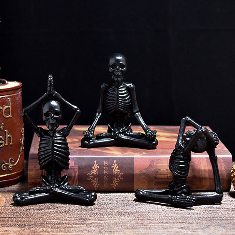 Halloween dekoration skelet yoga-figurer – Sjov uhyggelig dekoration til fester og hjem