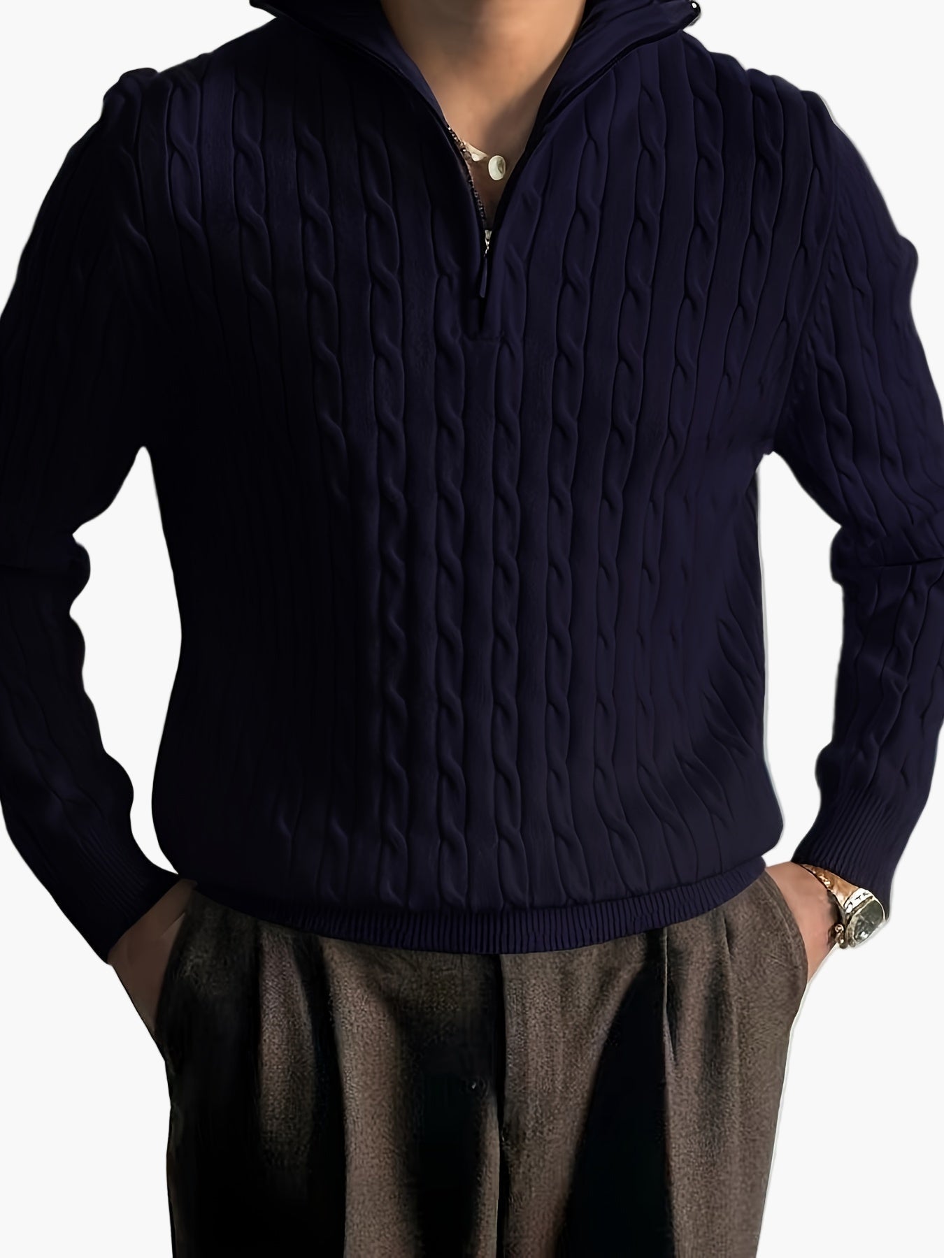 Herren Pullover Halbzip Casual Strickpullover für Herbst und Winter