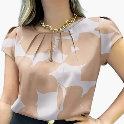 Damen Bluse Elegant mit Modernem Muster und Kurzarm – Perfekt für Büro & Alltag