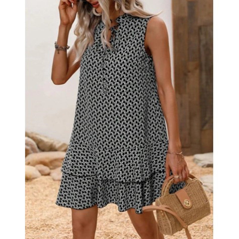 Natalie – Boho letnia sukienka bez rękawów z kwiatowym wzorem