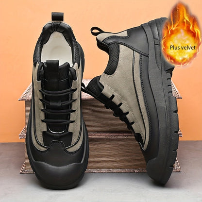 Robuste Herren Sneaker Winter Freizeitschuh mit dicker Sohle Grau/Khaki
